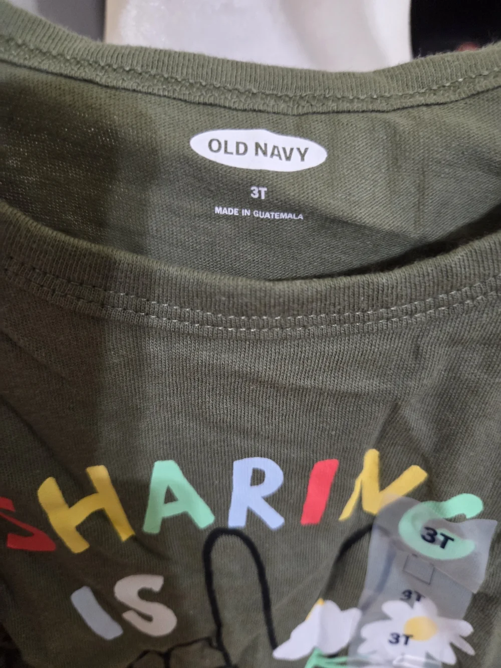 Old Navy Olive Green Kids' Tank Top with Colorful 